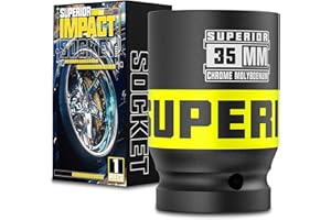 Aiourx 3/4" Drive Impact Socket, 35 mm Deep Socket, Metric Axle Nut Socket, 6 Point, CR-MO, Automotive Truck Maintenance, Mec