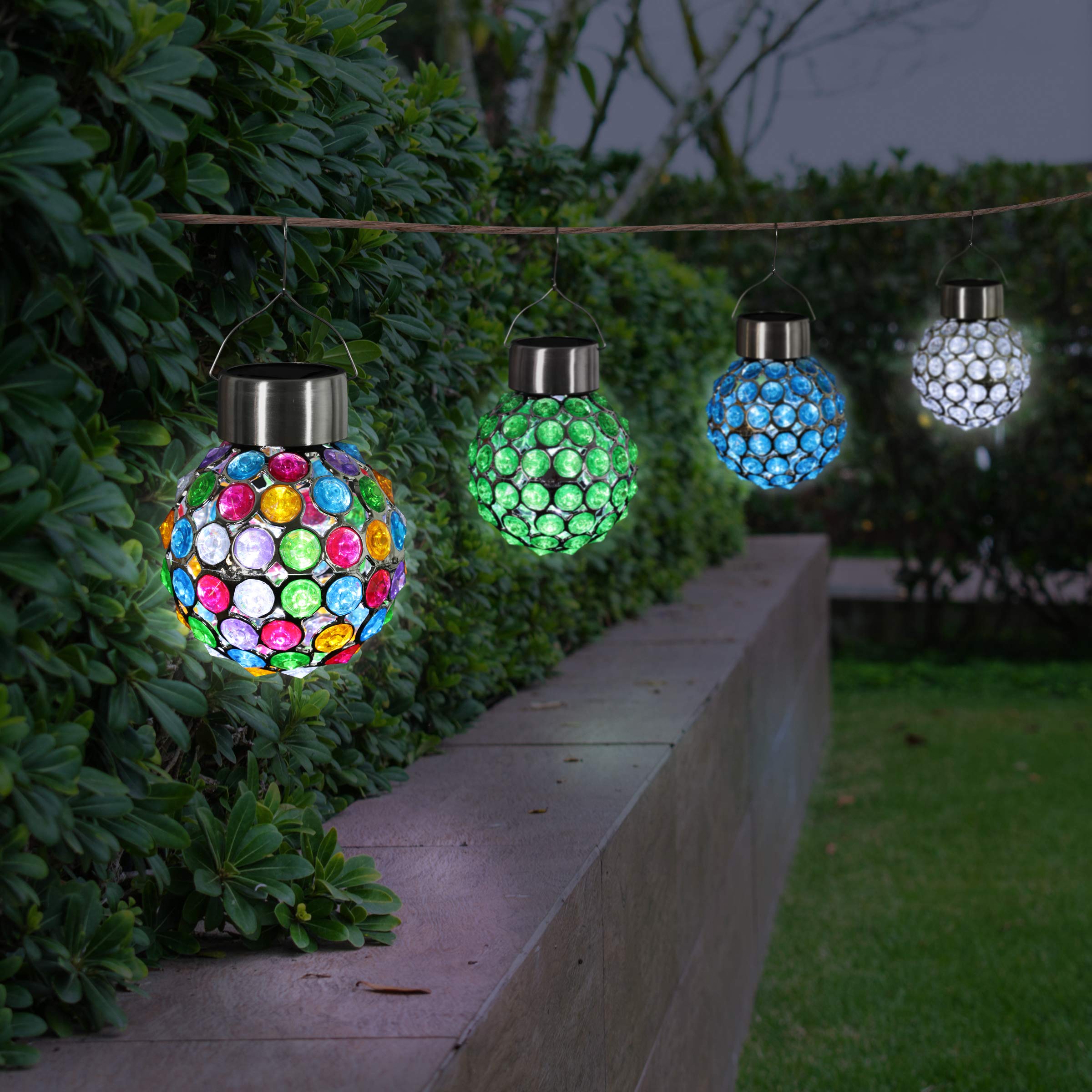 Solar Lighting Set Exhart Garden Solar Lights, Set of 4 Solar Hanging Acrylic Ball Garden ...