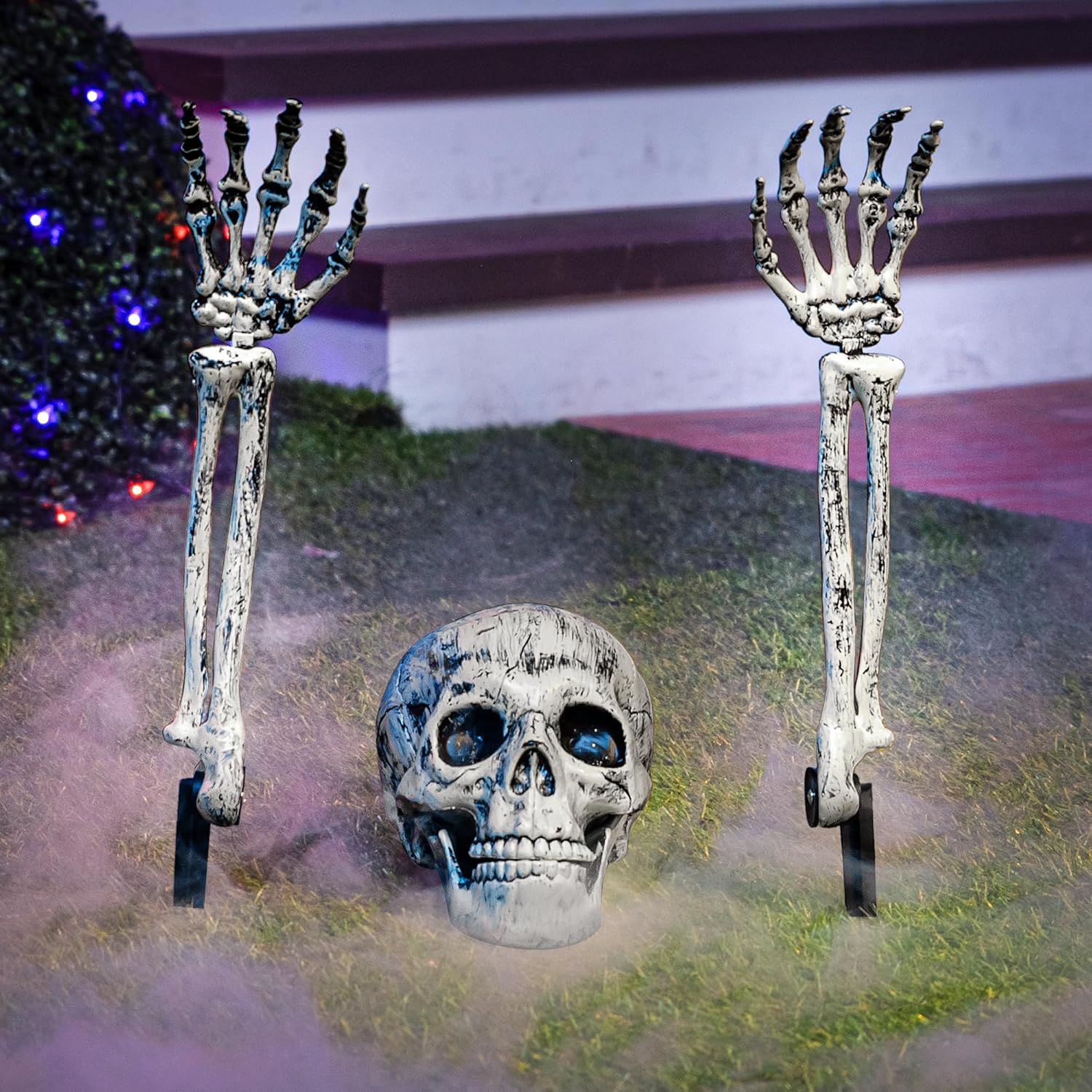 Decorative Garden Stakes - JOYIN Halloween Decorations Skeleton Stakes, Realistic Looking Skeleton Stakes Skull Head Skull Hands, Yard Lawn Garden Stakes, Best Halloween Yard Decorations Outdoor Halloween Decorations