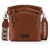 Montana West Multi Zip Pocket Large Crossbody Bag With Guitar Strap