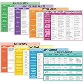 8Pcs Nurse Cheat Sheet Bundle Nurse Badge Reference Posters Pharmacology Cheat Sheets Nursing Notes for Nursing Students New Nurses Study Guide Supply Hospital Office Home Classroom Decor 11 x 8.5 In