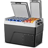 Feelfunn 12 Volt Refrigerator Car Fridge 50QT Dual Zone Electric Cooler | -4℉~68℉ Car Refrigerator 12V Cooler , 15-Min Fast Cooling, 12/24V DC 100-240V AC Portable Freezer for Travel Camping RV Home