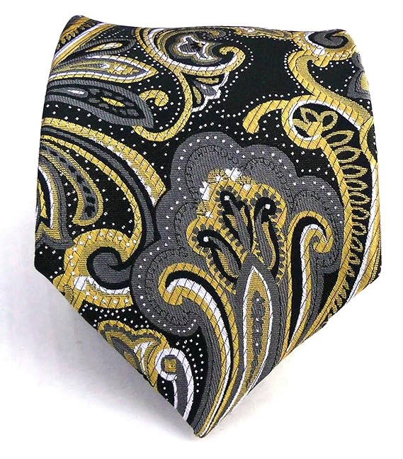 100 Silk Woven Black and Gold Paisley Tie at Amazon Men’s Clothing