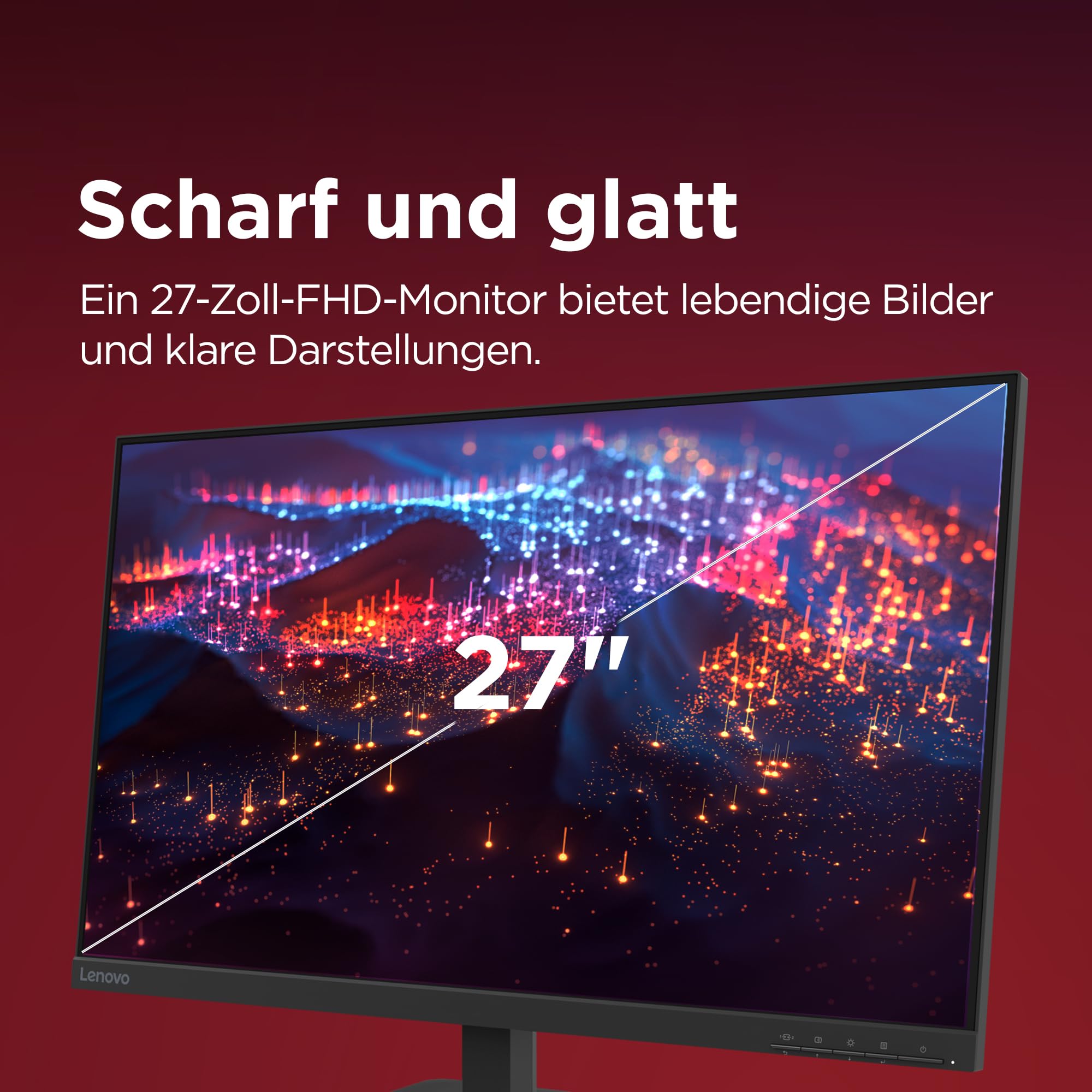 Lenovo L27-41 | 27'' Full HD WLED Monitor | 1920 x 1080 | 16:9 | 100Hz | 4ms Reaktionszeit | HDMI | VGA | 3-seitig IPS Panel | Raven schwarz | 4.1 kg 2