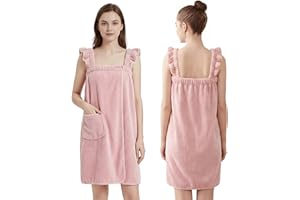 PJGGZ Towel Wrap for Women - Ruffled Straps Absorbent & Quick Dry Towel Bathrobe, Lightweight for Shower and Spa