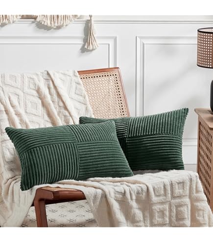 Amazon.com: Fancy Homi Dark Green Lumbar Decorative Throw Pillow