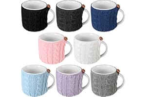 Skyley 8 Pcs Coffee Mug Sleeves Cozy Sweater Reusable Knitted Crochet Coffee Sleeves Cup Tea Cozy Handmade Tableware Tea Mug Warmer for Women Men(Multi Color,8 Pcs)