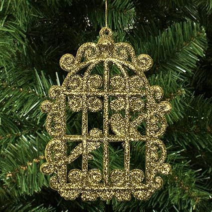 Lot De 12 Paillettes Dorées Cage à Oiseaux De Sapin De Noël