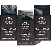 Handmade Soap, All Natural Soap for Women &amp; Men, Hand, Bath &amp; Body Natural Bar Soap, Vegan, Palm Oil Free, Made in USA with Shea Butter + Essential Oils, Charcoal Mud Tea Tree, 3 Bars