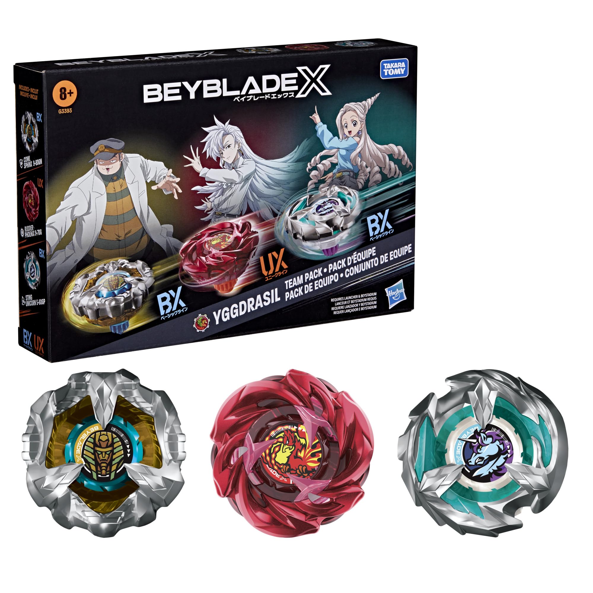 Beyblade X Yggdrasil Team Pack, 3 Takara Tomy Tops, Anime Battling Tops Game Toys, Ages 8+ (Amazon Exclusive)