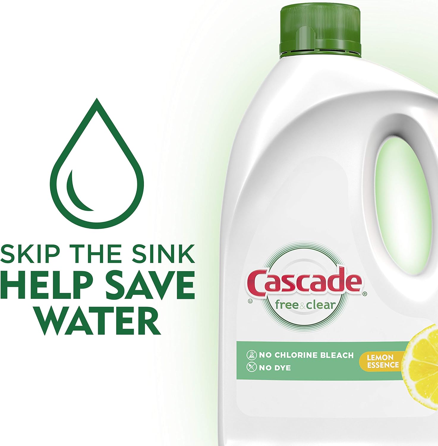 Cascade Free & Clear Gel Dishwasher Detergent Liquid Gel, Lemon Essence, 2 Count (60 fl oz ea): Health & Personal Care