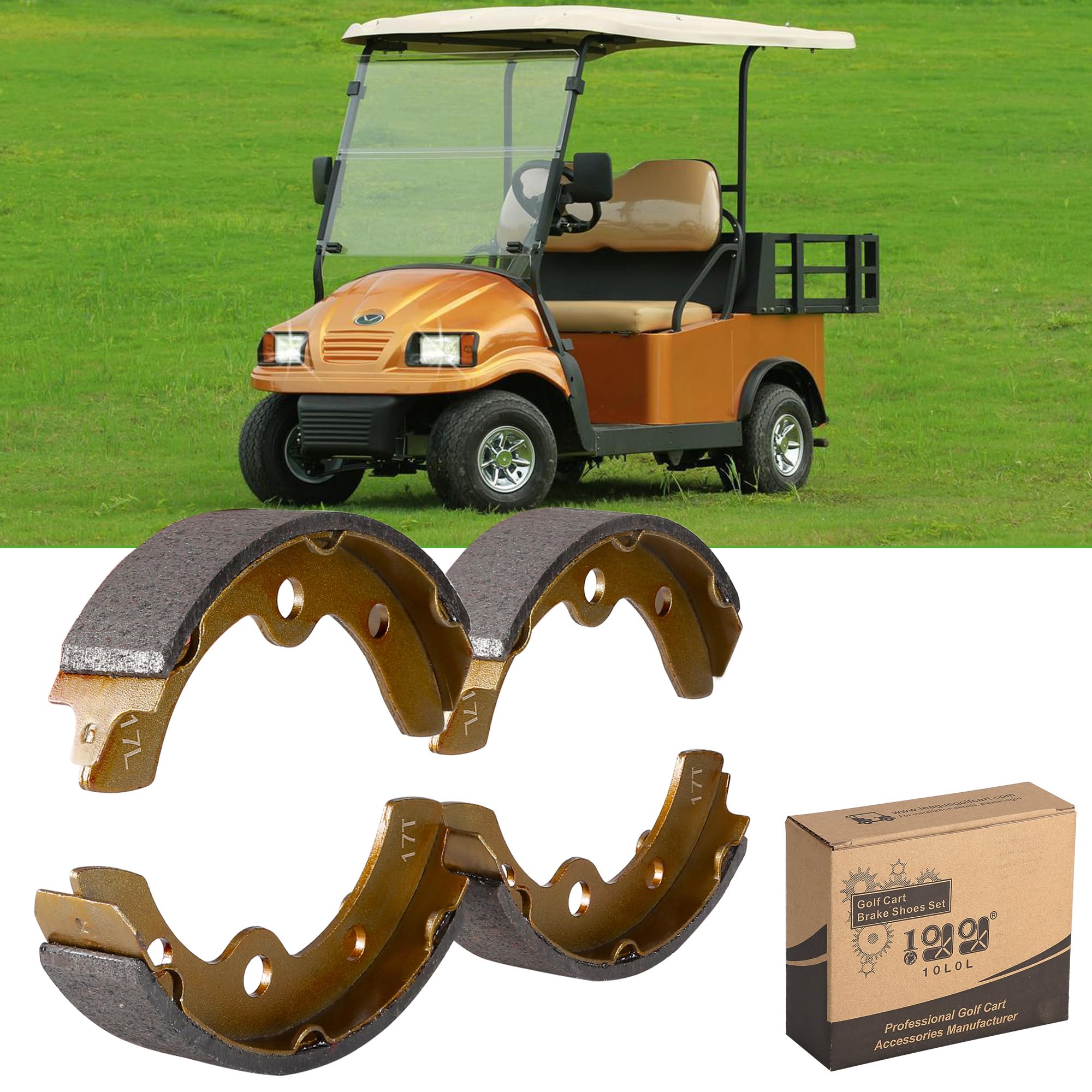 10L0L Golf Cart Brake Shoes, Easy Install for Safe Golf Course Drive, Fit for Club Car DS 1995+, Precedent 2004+, EZGO 1986.5-1995, and for Yamaha G1 G2 G8 G9, OEM# 101823201 1011463 23364G1 27249G01