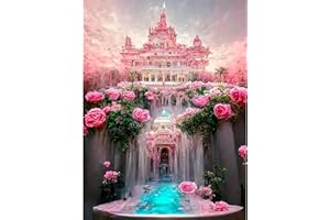 LVIITIS Diamond Painting Kits for Kids, Flower Castle Diamond Art Gem by Number Kits Arts and Crafts, DIY Full Round Drill Gem Art Kits for Home Wall Decor 12x16inch