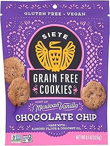 Siete Gluten Free Chocolate Chip Cookies w/ Hint of Mexican Vanilla | Vegan | Grain Free | Non GMO | Dairy Free | Made with A