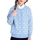 BOBOYOYO Girls Cardigan 100% Cotton Kids Heart Cardigan Sweater Valentines Long Sleeve Toddler Girl Soft Knit Cardigan