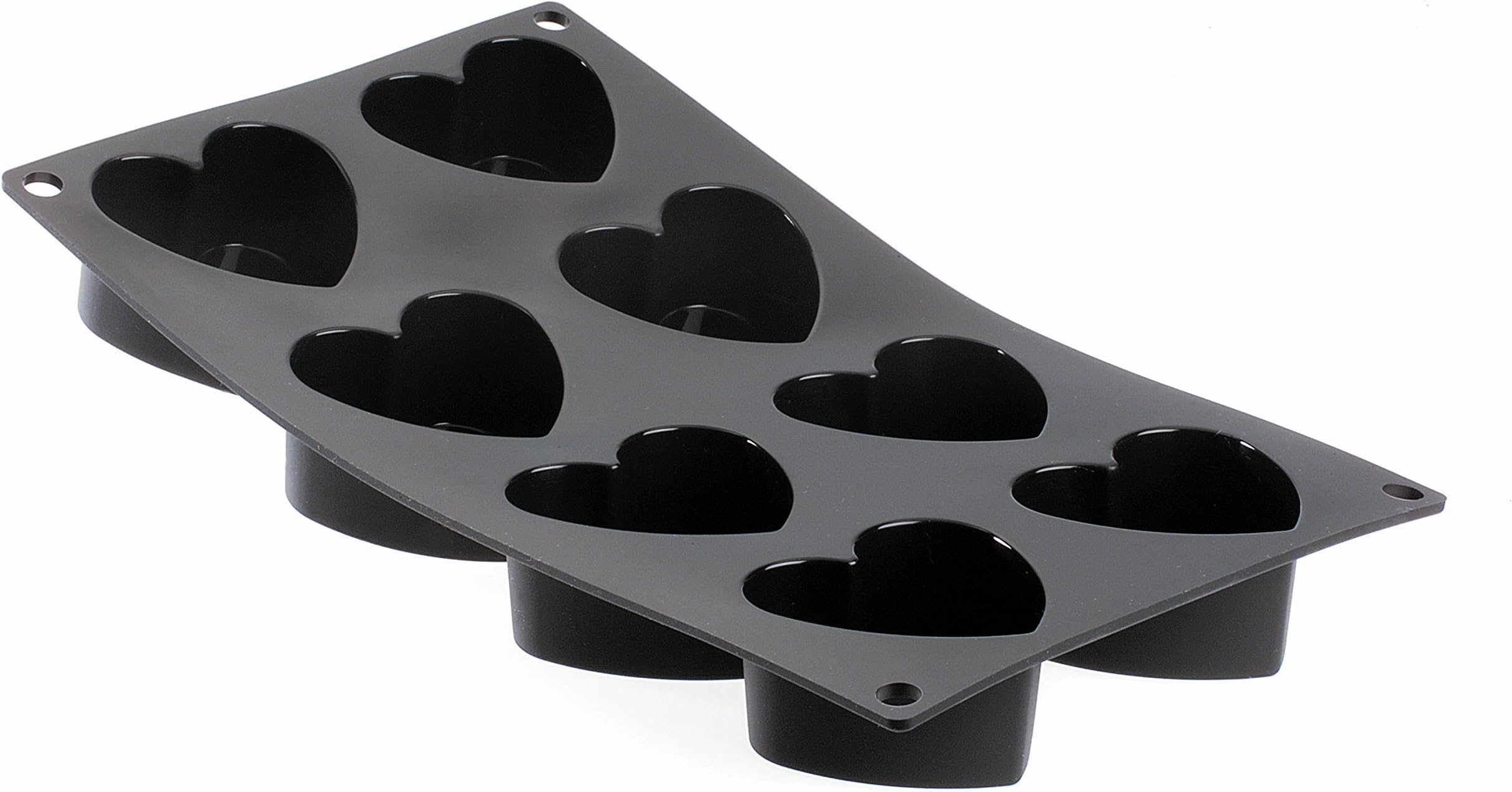 De Buyer 1970.01-Moul ' Flex Silicone Baking Mould - 8 Heart-Shaped Cakes, Black