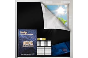 MEOLIGR 100% Blackout Curtains for Bedroom, No Drill Window Shades, Hook and Loop Tape, Portable DIY Blackout Shades, Blackout Blinds, Blackout Window Cover for Baby Nursery, Dorm Room, Travel - 79" x 58"