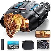 Night Vision Goggles - Smart APP 4K Night Vision Binoculars, 10000mAh Battery, 128GB Card for Photo and Video, 3'' UHD Screen & 8X Zoom Binoculars for Camping, Hunting, Security (Black)