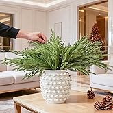 DN DECONATION Artificial Christmas Norfolk Pine Stems, Faux Pine Branches 22.4" 6PCS - Real Touch PE Greenery Fake Pine Needles for Vase Arrangements, Winter, Holiday Indoor Outdoor Home Decor
