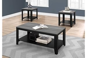 O'Cloudy Table Set, 3pcs Set, Coffee, End, Side, Accent, Living Room, Black and Grey Laminate, Transitional