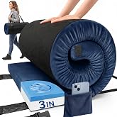 ORSEQFFG Camping Mattress Pad, 3 Inch Memory Foam Camping Mattress with Non-Slip Bottom &amp; Washable Cover, Portable Roll Up Floor Camping Mat, Camping Sleeping Pad for Adults, Car Bed with Travel Bag