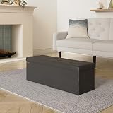 SONGMICS Storage Ottoman Foldable Small Foot Rest 38x110x38 cm Ink Black view 2