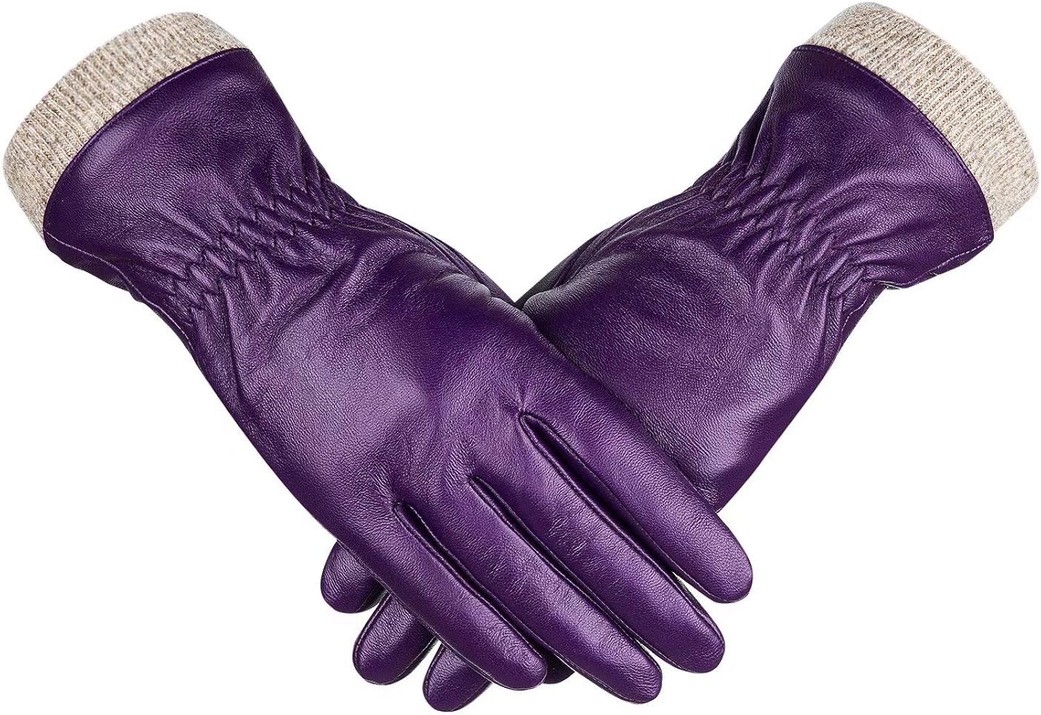Genuine Sheepskin Leather Gloves For Women, Winter Warm Touchscreen Texting Cashmere Lined Driving Motorcycle Dress Gloves at  Women’s Clothing store