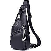 Cross body Bags for Men Leather Sling Bag Casual Daypacks Chest Bags Shoulder Bag Travel Hiking Backpacks