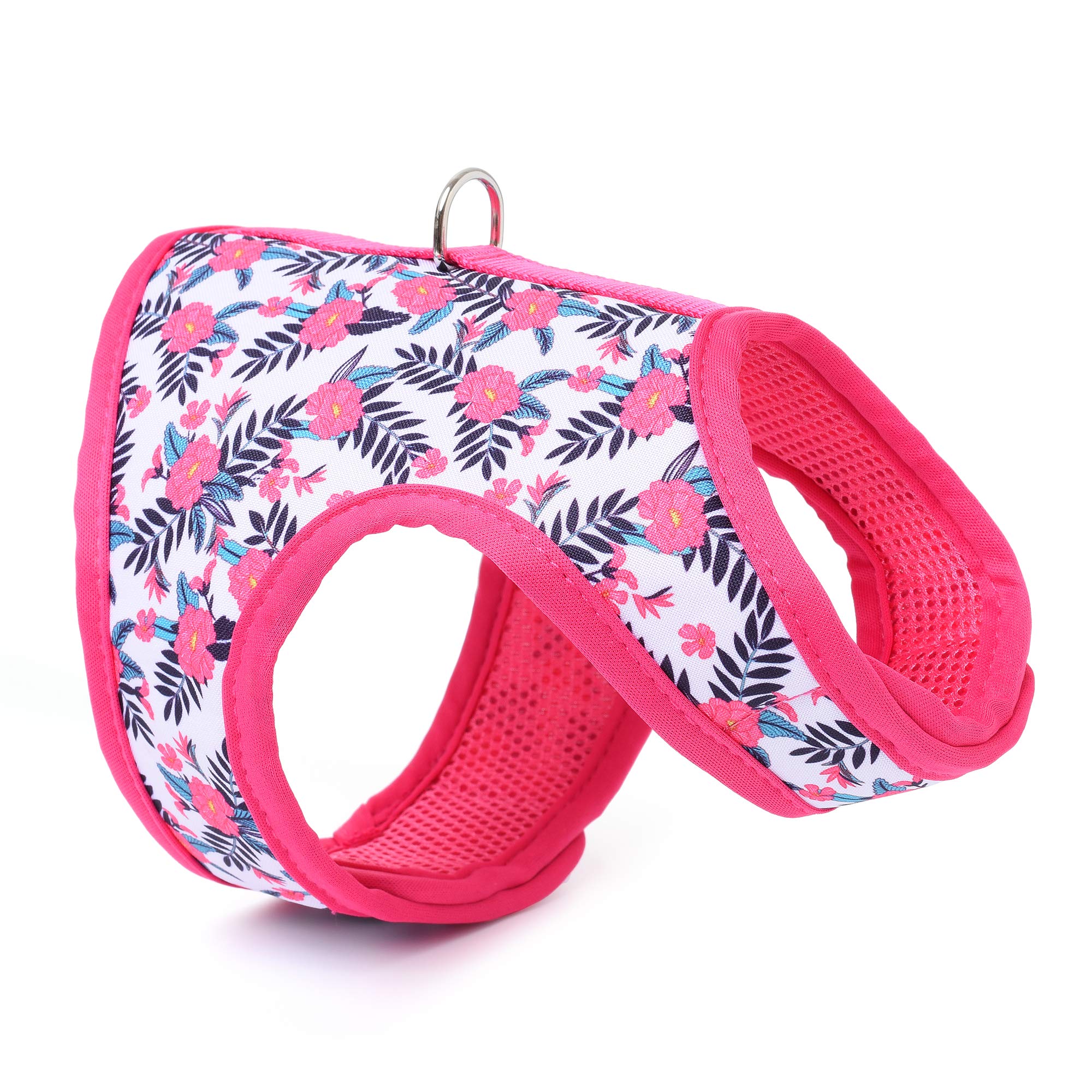 Mile High Life | Easy Get on Air Mesh Vest Harness | Spring Floral Collection | Adjustable Easy Closures both Neck and Chest |20 lbs Small Dogs & Cats | Peony | XS Chest Size (14"-16")
