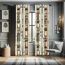 Ambesonne Bear Curtains, Modern Scandi Arrow and