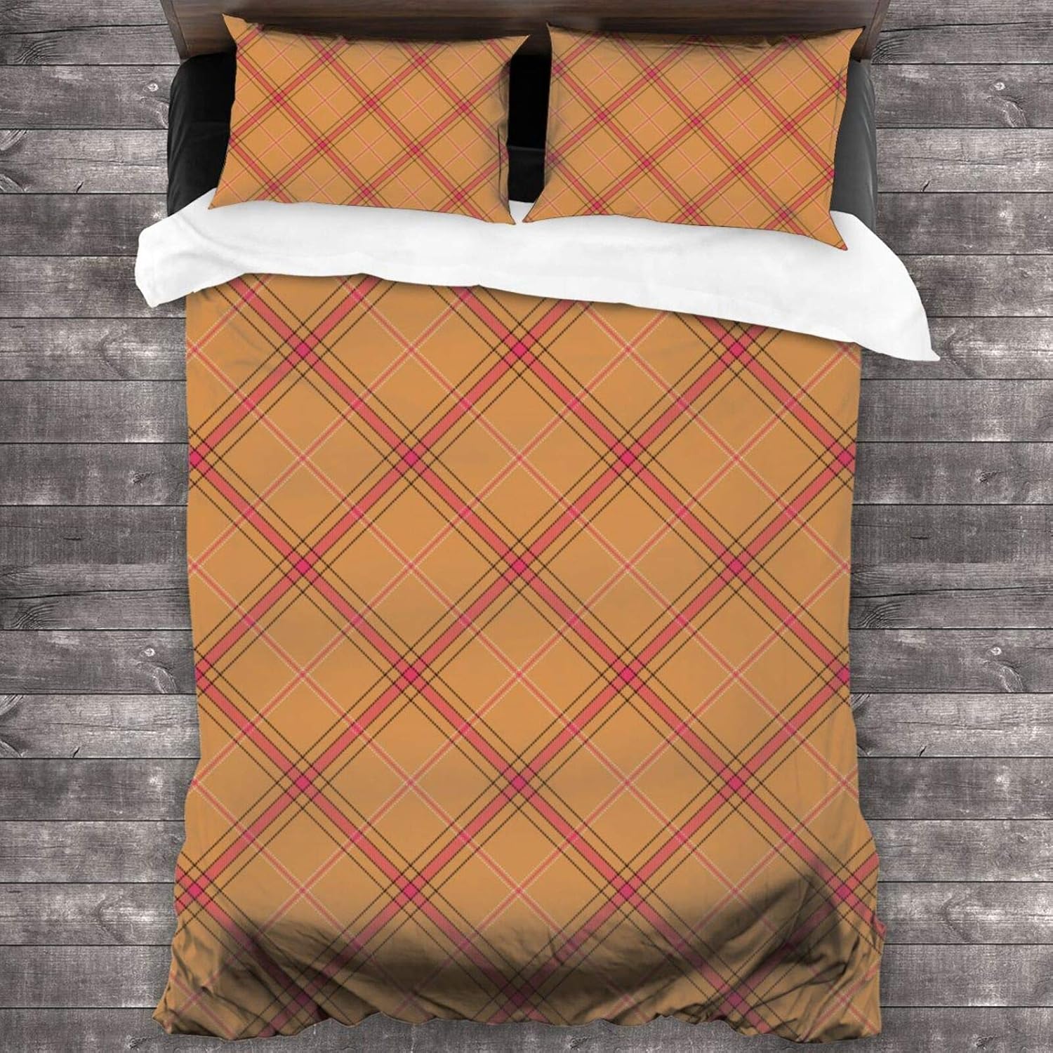 Plaid Tartan Pattern 3 Piece Bedding Set 86 x 70 inch Ultra