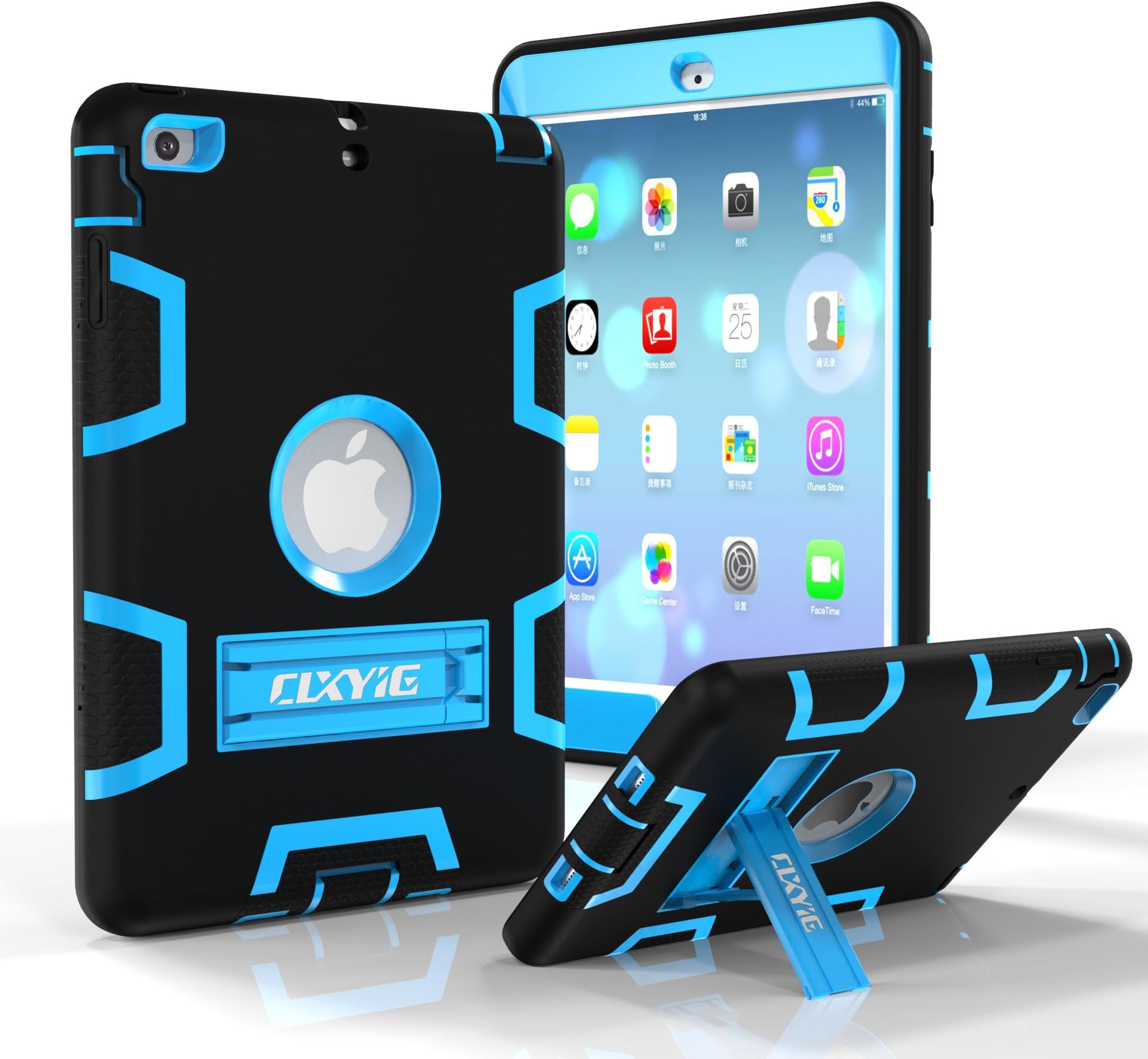 IPad Mini 1/2/3 Case , CLXYIG Heavy Duty Prevent Fall Off Tablet Protect Cover for iPad mini1 /2 /3 Retina Protector Case (Black,Blue)