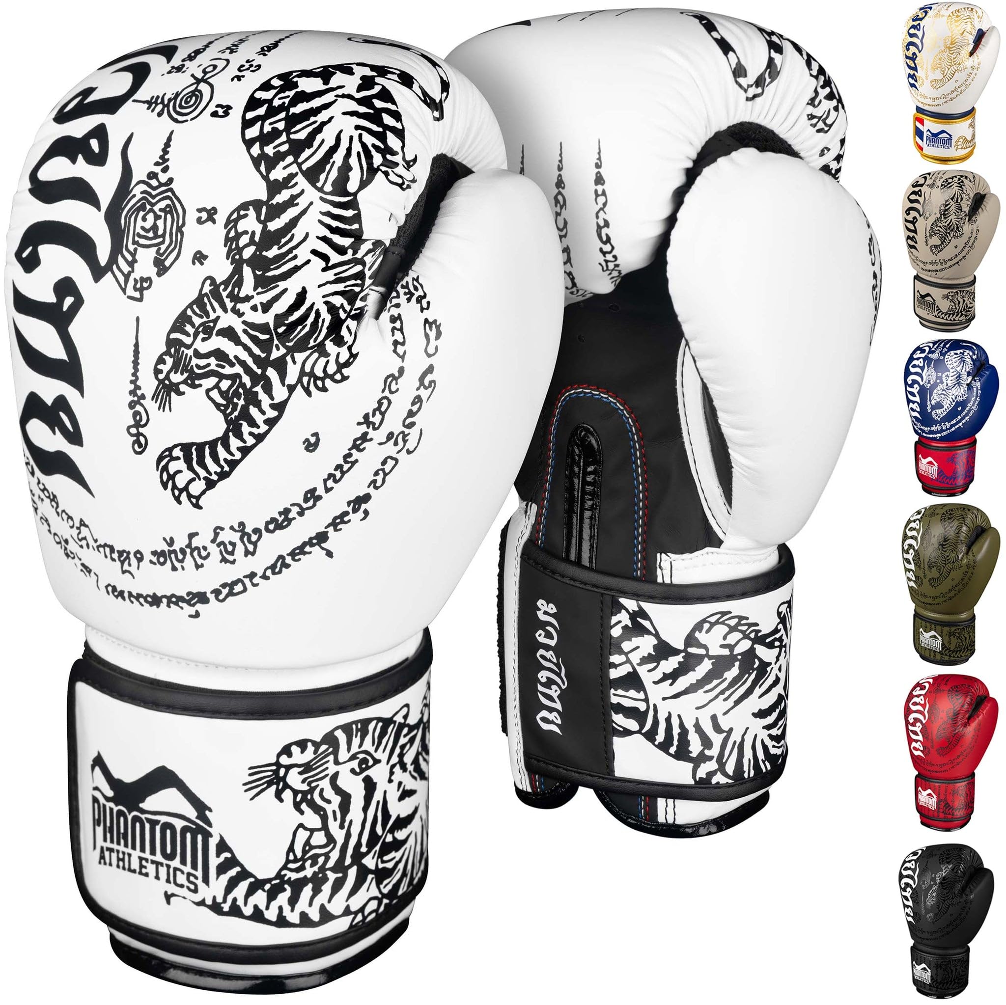 Phantom Athletics Boxing Gloves Men - Muay Thai | MMA and Kickbox | 10-16 oz Boxing Gloves for Martial Arts | Boxing Gloves Men, Women and Children (Muay Thai - White, 14 oz)