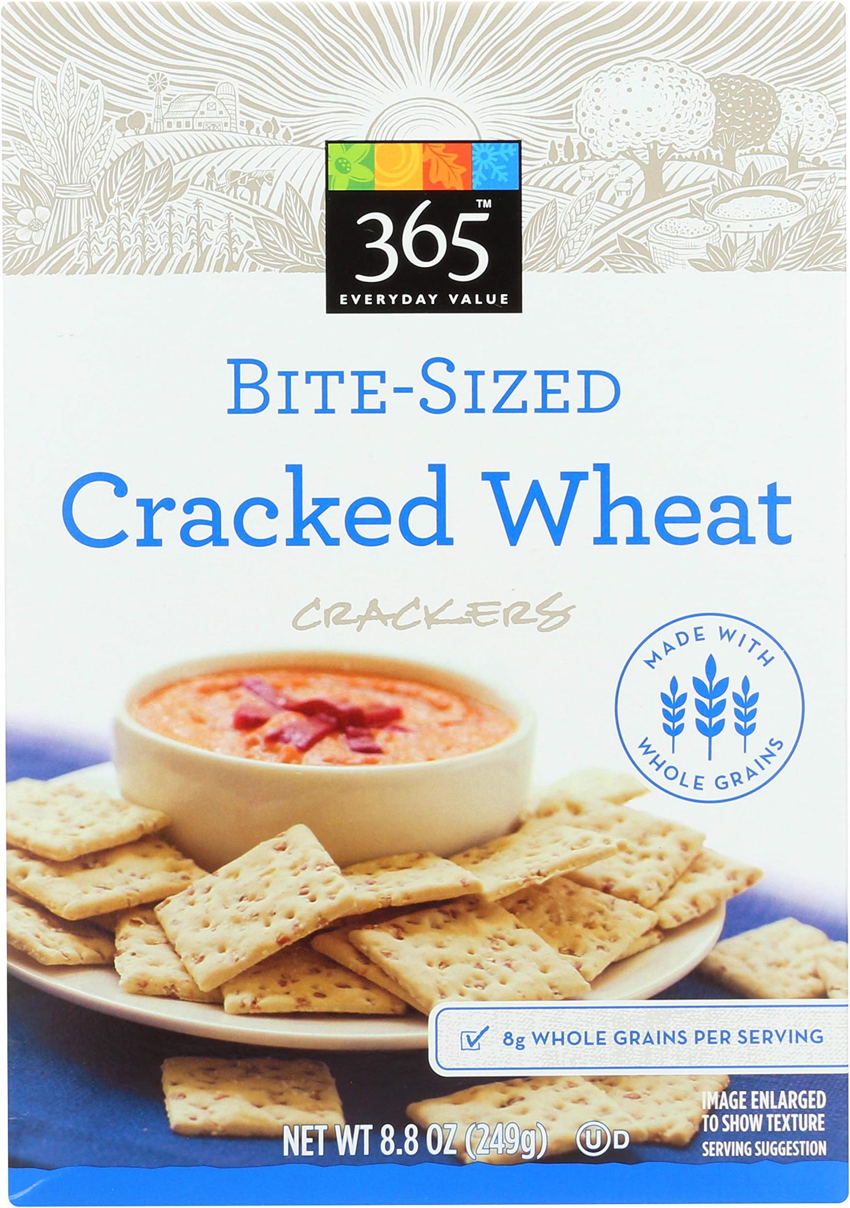365 Everyday Value, Cracked Wheat Crackers, Bite-Sized, 8.8 oz