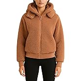 URBAN REPUBLIC Womens Sherpa Jacket - Fuzzy Warm Soft Sherpa Jacket Faux Fur Zip Up Hooded Bomber Women’s Coats (S-XL)