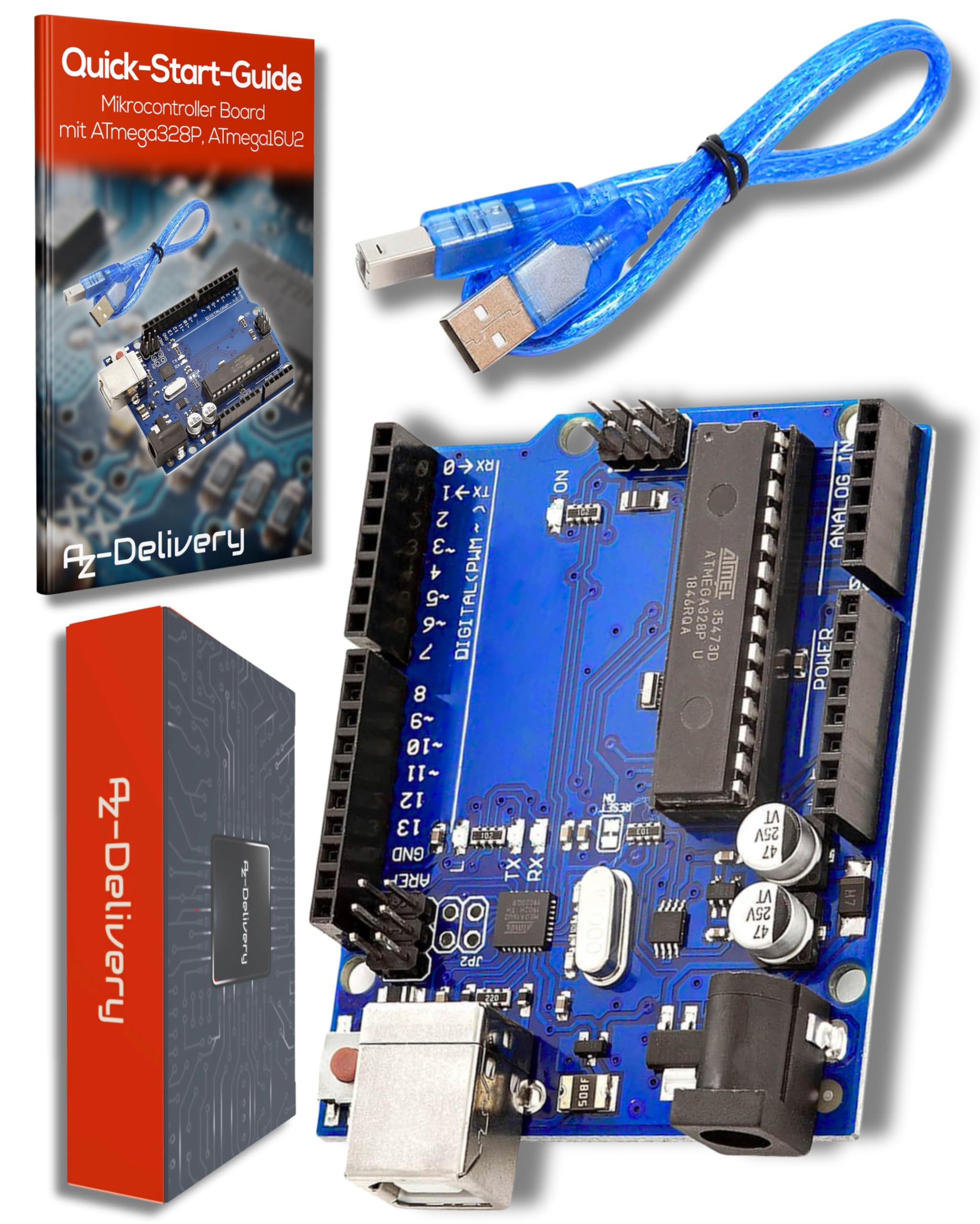 AZDelivery Compitable with ATmega328P Compitable with ATmega16U2 8-bit Microcontroller Board including E-book! — image 1