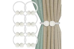 SENBALER 8 Pack Magnetic Curtain Tie Backs with Pearls,Modern Curtain Holdbacks Strap,Decoration for Kindergarten,Outside and Inside Drapes
