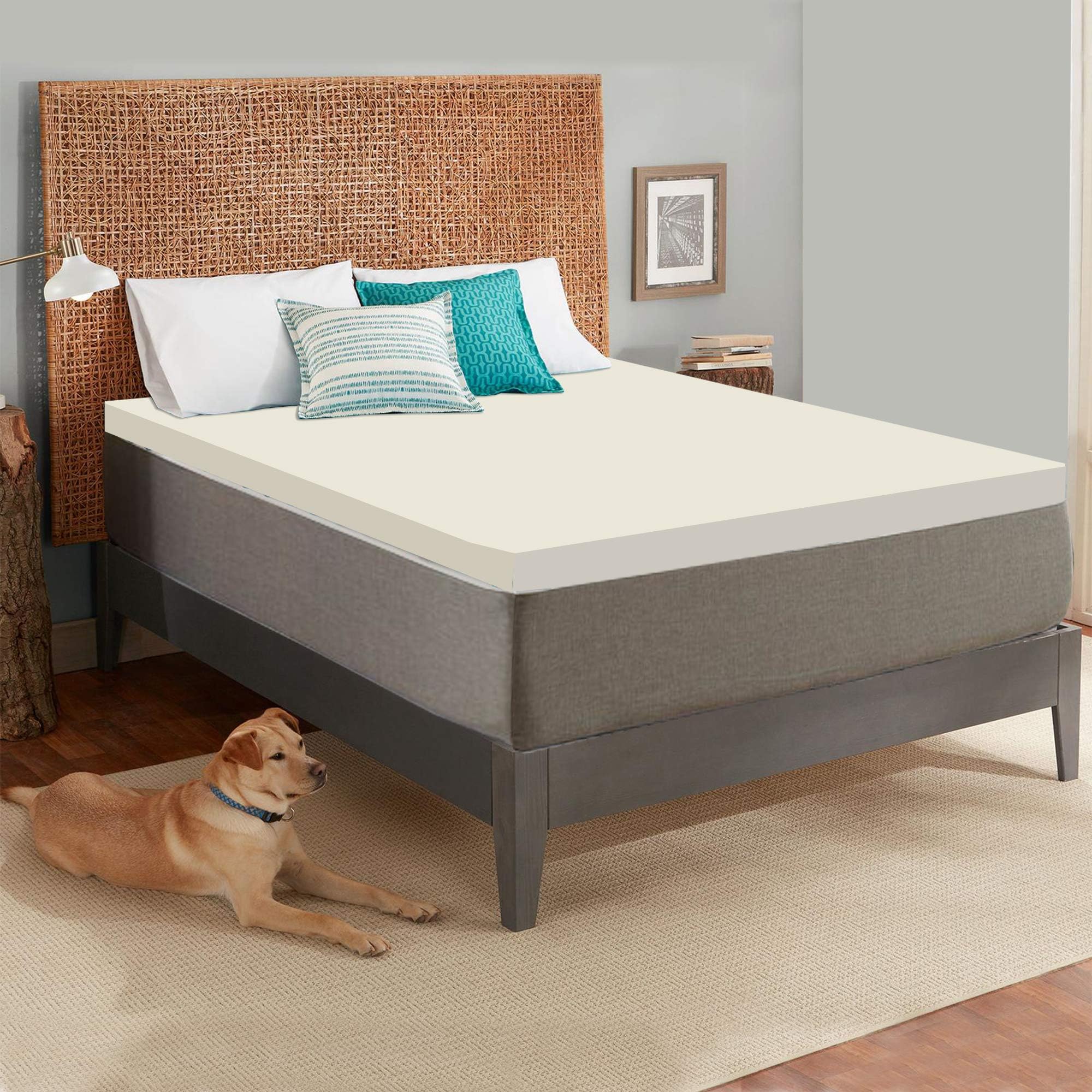 Spring Coil High Density Foam Mattress Topper with Removable Cover, Full/2"