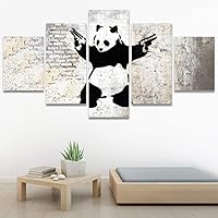 SIGNWIN 5 Panel Canvas Wall Art Stick'Em Up Banksy Graffiti Artwork for Living Room, Bedroom, Office - 60