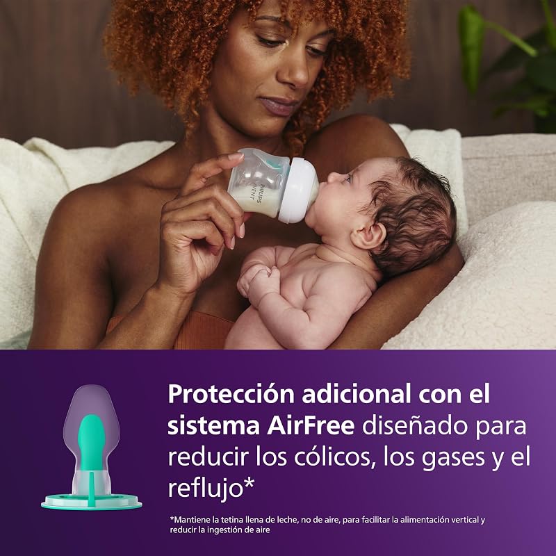 Garrafa philips avent natural response: garrafa de 260 ml com sistema airfree, sem bpa, para recém-nascidos a partir de 1 mês (modelo scy673/01)