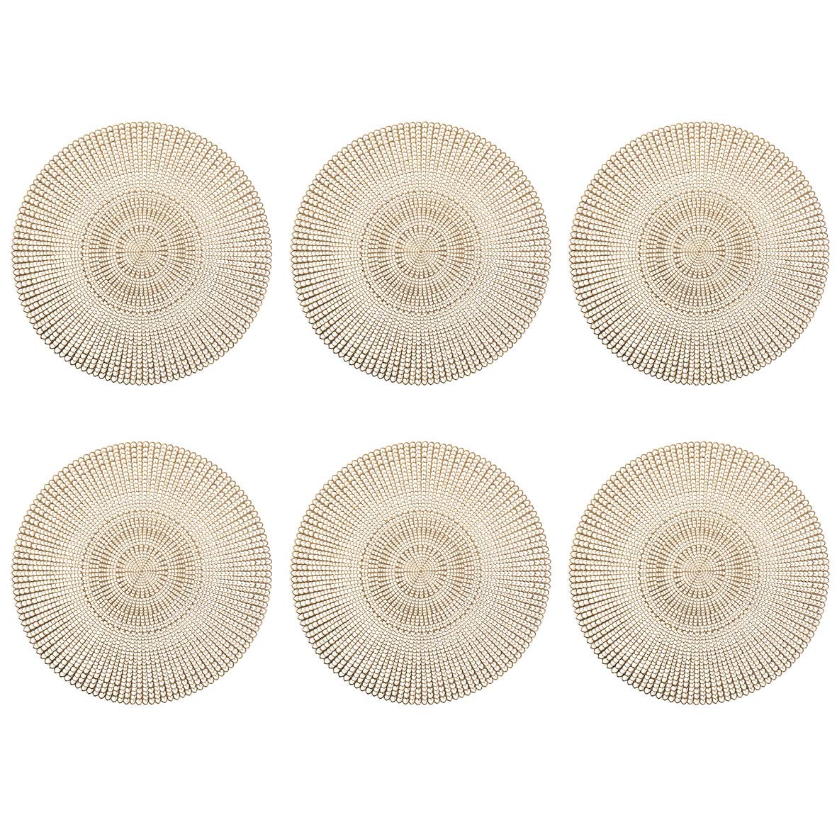 Zeller 'Cut Out' Set Of 6 Pvc Place Mat, Round, Gold