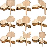 Elsjoy 90 Pack Bamboo Plant Labels, 9 Styles Cute Plant Tags Garden Markers, Wooden Garden Labels for Seeds, Herbs, Vegetable