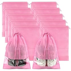 Large Pink Travel Shoe Bags - 10 Pcs, Non-Woven
