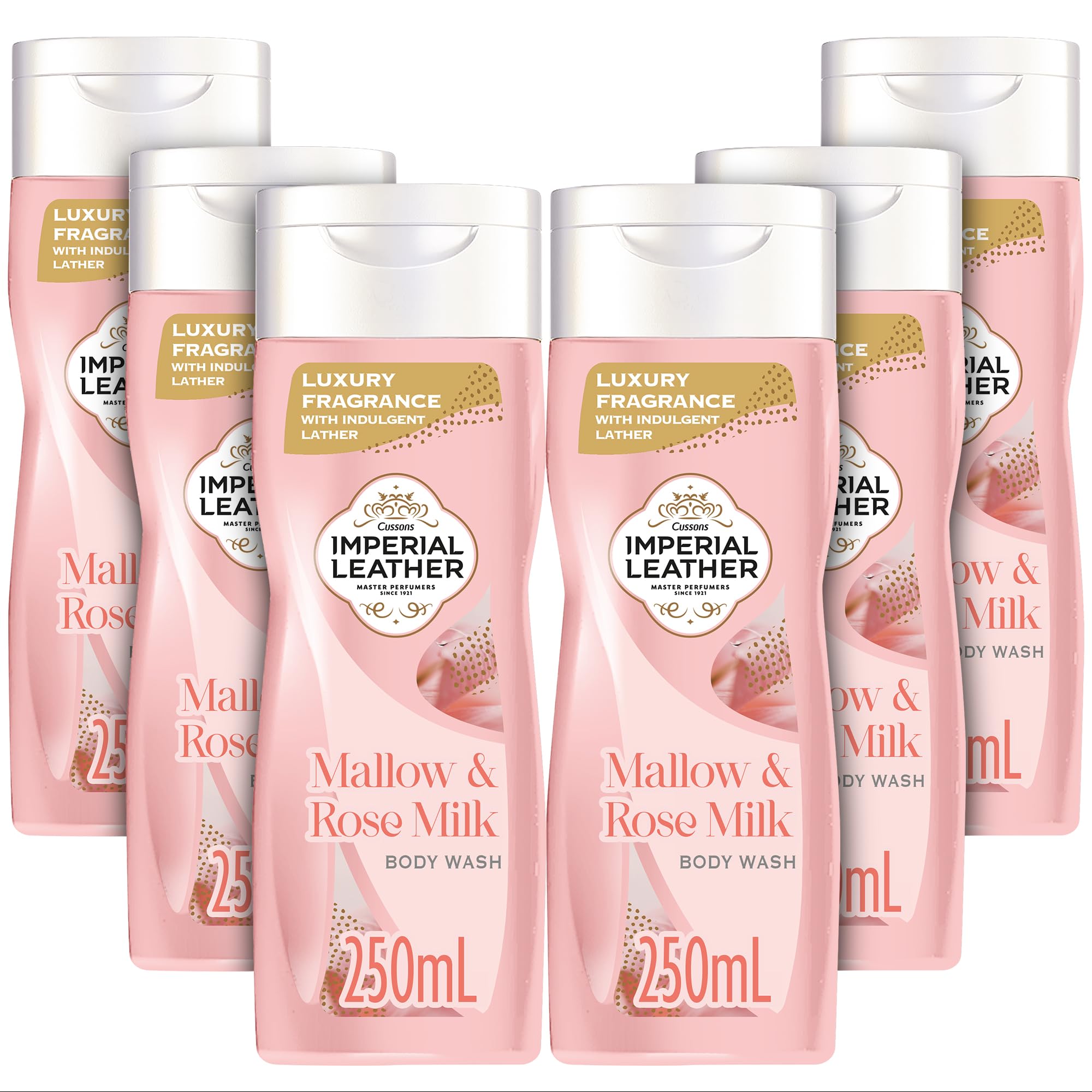 Imperial Leather Mallow & Rose Milk Body Wash Shower Gel, Signature Oil Blend, Creamy Indulgent Lather, Luxury Fragrance, Bulk Buy, Pack of 6x250ml