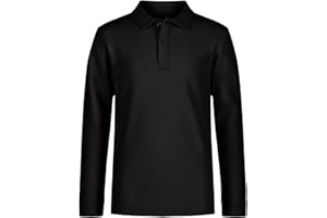 Nautica Boys' School Uniform Long Sleeve Polo Shirt, Button Closure, Comfortable, Breathable Fabric