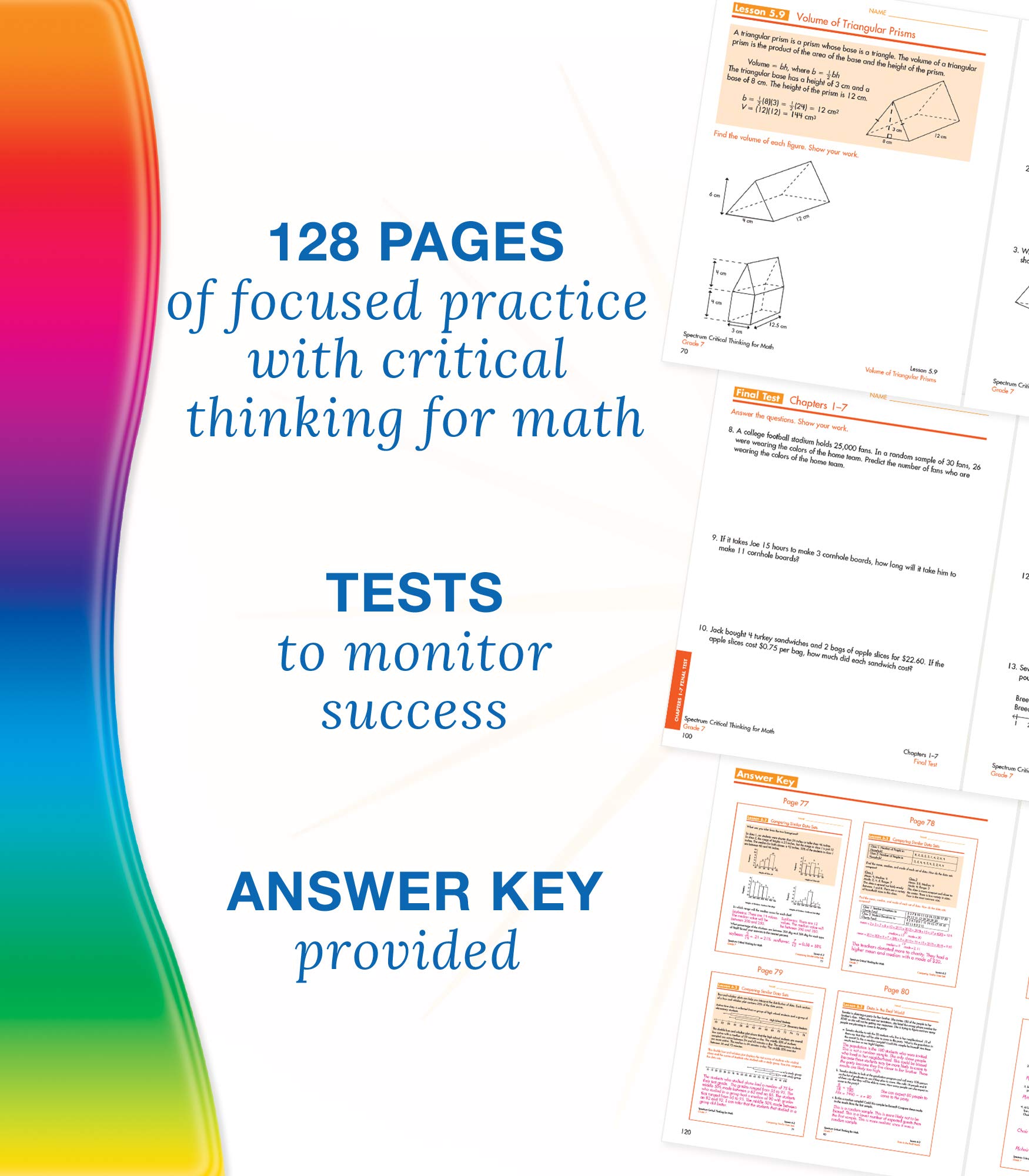 Spectrum Grade 7 Critical Thinking for Math Workbook, Mathematics Middle School Books Covering Algebra, Geometry, Ratio, Statistics, Integers, and More, Classroom or Homeschool Curriculum (Volume 49)