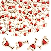 Framendino, 100 Pack Red Wine Cup Enamel Charms Pendents for Necklace Bracelet Jewelry Making