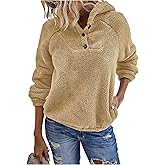 KIRUNDO Sherpa Pullover Womens Fuzzy Fleece Hoodies Sweatshirts 2026 Casual Long Sleeve Shaggy Winter Clothing With Pockets
