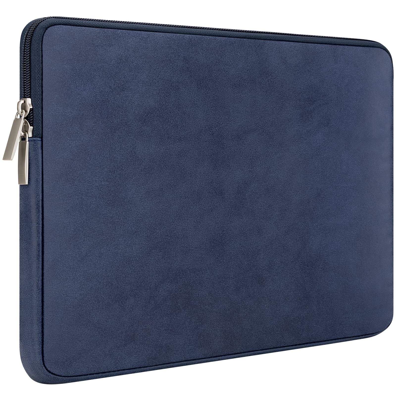 RAINYEAR 11 Inch Laptop Sleeve PU Suede Leather Case Protective Padded Cover Water Resistant Carrying Bag Compatible with 11.6 MacBook Air Surface Pro for 11" Notebook Computer Chromebook(Deep Blue)