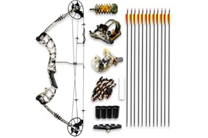 SereneLife Camo Hunting Archery Compound Bow-320 FPS Camoflauge Gear W/Fiberglass Limb,Peep Sight,30-70 lbs Adjustable Draw Weight,23.5”-30.5” Length,Metal Riser 4 String Silencers